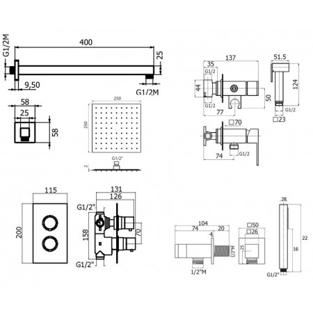 Комплект для душа Plumberia Selection TAG KITZTGT18QCR