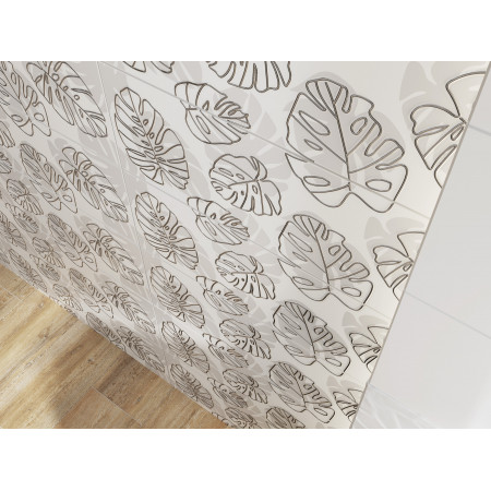 Плитка A15920 вставка Glory листья белый 25x75