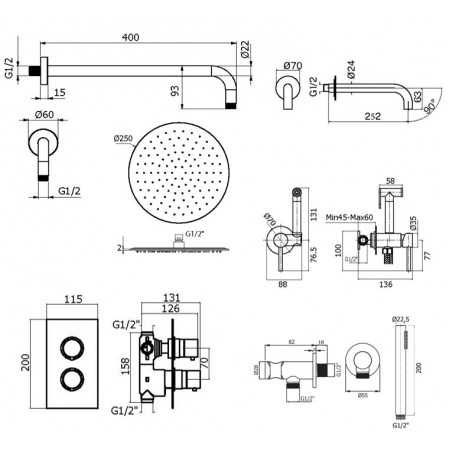 Комплект для ванны Plumberia Selection IXO KITZXOT19QCR260