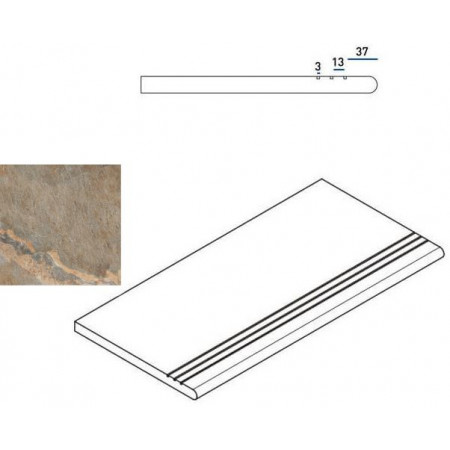 Ступени 620040000027 DARK GRADINO ROUND GRIP SX 30x60