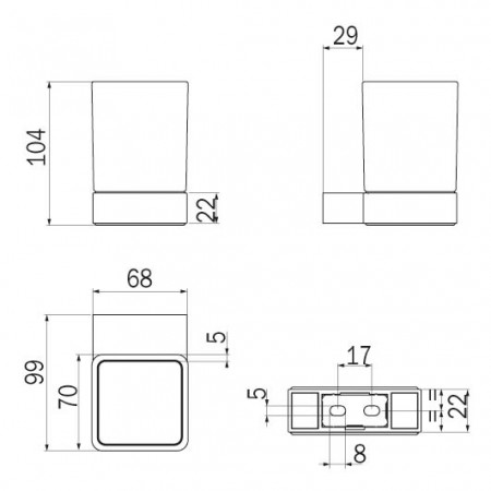 Стакан для щеток INDA INDISSIMA A88100CR21