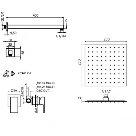 Комплект для душа Plumberia Selection TAG KITTG01NO