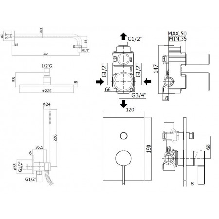 Комплект для душа Paffoni Rock KITRO015RCR