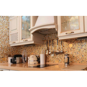 Мозаика № 2028 диагональ мрамор бежевый-молочный-золото (1.5х1.5) 30х30