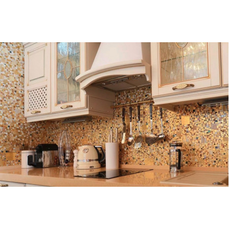 Мозаика № 2028 диагональ мрамор бежевый-молочный-золото (1.5х1.5) 30х30