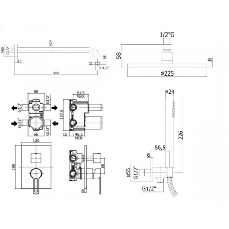 Комплект для душа Paffoni Ringo KITRIN018RBO