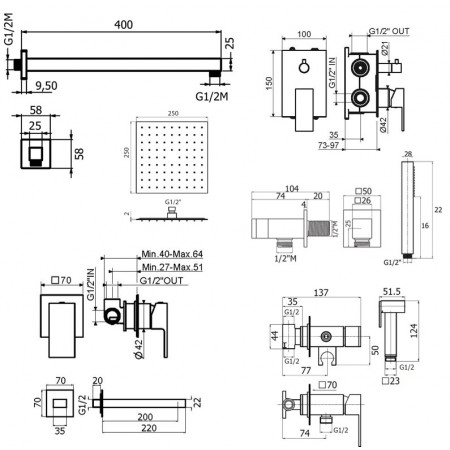 Комплект для душа Plumberia Selection TAG KITZTG18CR220