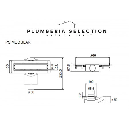 Душевой трап PLUMBERIA SELECTION PSM MODULAR PSM50MT