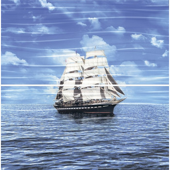 Плитка STG/A437/2x/11106R Панно Тиррено Фрегат обрезной (2 части) 60х60