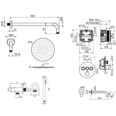 Комплект для душа Plumberia Selection PS BOX KITPSB03CR60