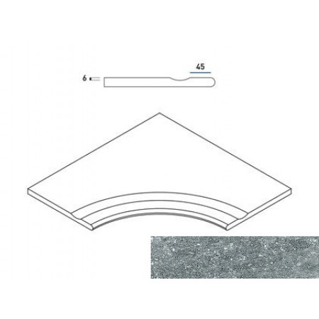 Керамогранит 620090000603 Бортик Дженезис Силвер с выемкой угл.закругленный 30 Х2 60х60