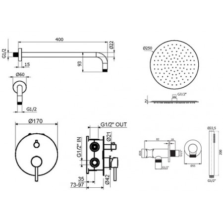 Комплект для душа Plumberia Selection IXO KITXO18OB