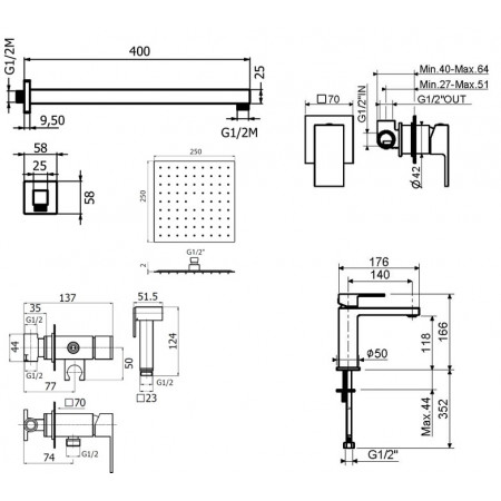 Комплект для душа Plumberia Selection TAG KITZTG01CR53