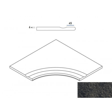 Керамогранит 620090000662 Бортик Рум Блэк с выемкой угловой закругленный 30 Х2 60х60