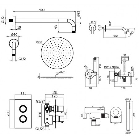 Комплект для ванны Plumberia Selection IXO KITZXOT19QBO60