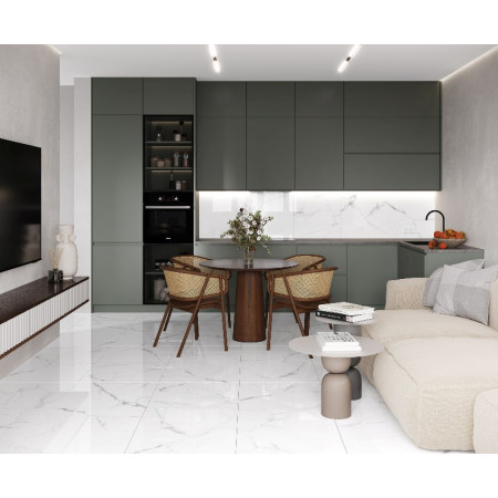 Керамогранит Pristine White белый полированный 60x60