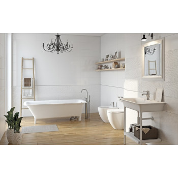 Плитка A15920 вставка Glory листья белый 25x75