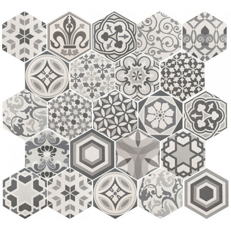 Керамогранит 21357 Hexatile Harmony B&W 17,5x20