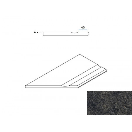 Керамогранит 620090000666 Бортик Рум Блэк левый с выемкой закругленный Х2 30х60