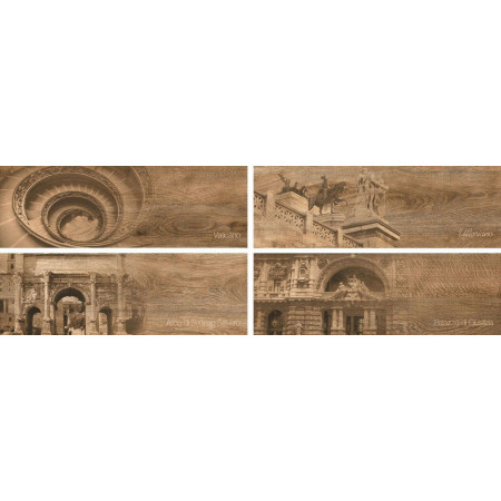 Керамогранит Italian Wood Dark Brown Декор GT-252/d01 20х60 (микс)