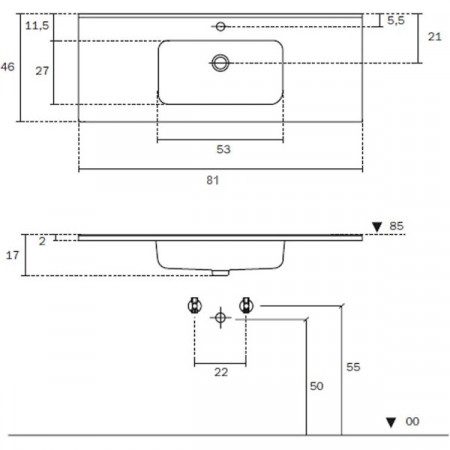 Раковина на мебель INDA KONA 80