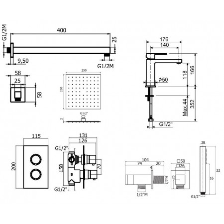 Комплект для душа Plumberia Selection TAG KITTGT18QCR53