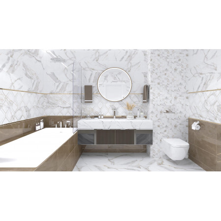 Плитка Декор Beryl белый 25х75