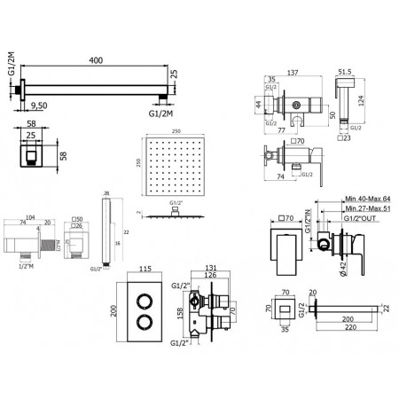 Комплект для душа Plumberia Selection TAG KITZTGT18QCR220
