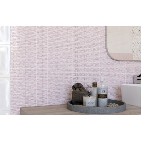 Плитка PDG073D Pudra мозаика рельеф розовый 20x44