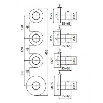 Внешняя часть смесителя для душа Paffoni Modular box MDE019NO