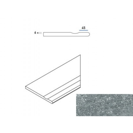 Керамогранит 620090000606 Бортик Дженезис Силвер правый с выемкой закругленный Х2 30х60