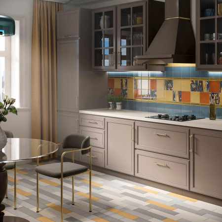 Плитка 17066 Витраж оранжевый 15*15