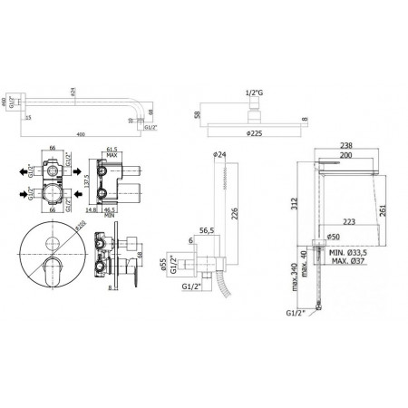 Комплект для душа Paffoni Candy KITCA018RCR081