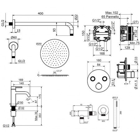 Комплект для душа Plumberia Selection PS BOX KITPSB02CR53
