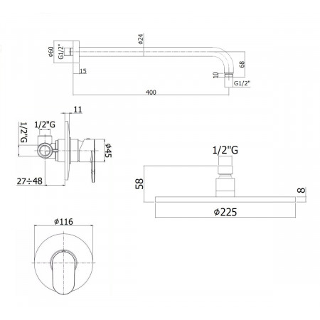 Комплект для душа Paffoni Candy KITCA010RCR