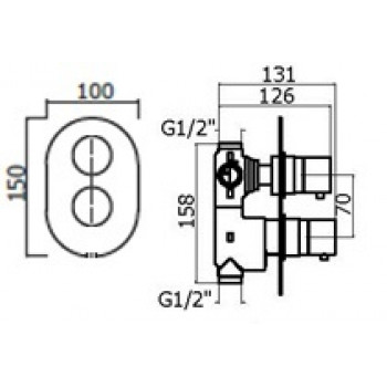 Смеситель с термостатом для душа Plumberia Selection XOT5050NO