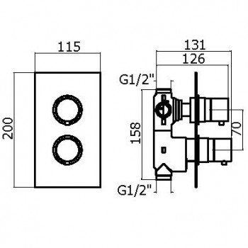 Смеситель с термостатом для душа Plumberia Selection XOT5030CR