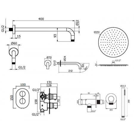 Комплект для ванны Plumberia Selection IXO KITXOT19BO60