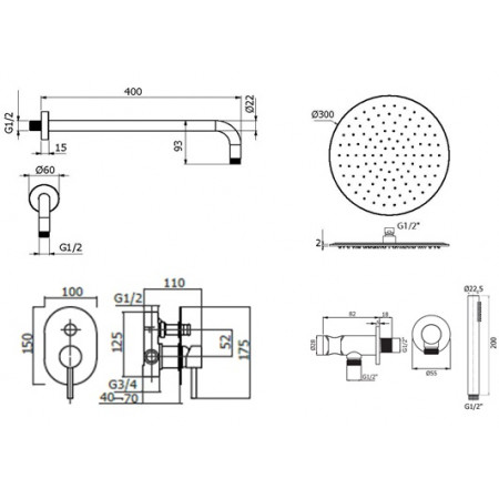 Комплект для душа Plumberia Selection IXO KITXO15NOKING