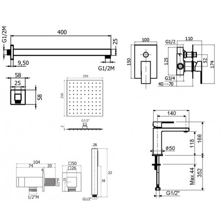 Комплект для душа Plumberia Selection TAG KITTG15CR53