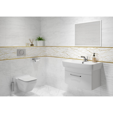 Плитка A15925 вставка Calacatta шеврон белый 29,8x59,8