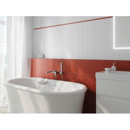 Плитка 12120R Диагональ красный структура обрезной 25x75