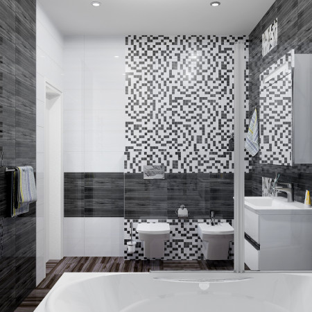 Плитка Декор Апрель черный-2 25х50