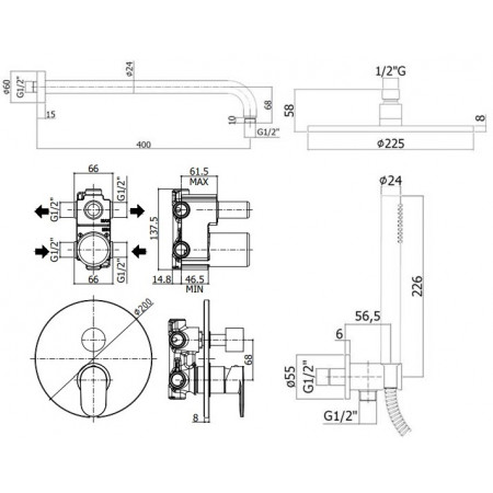 Комплект для душа Paffoni Candy KITCA018RCR
