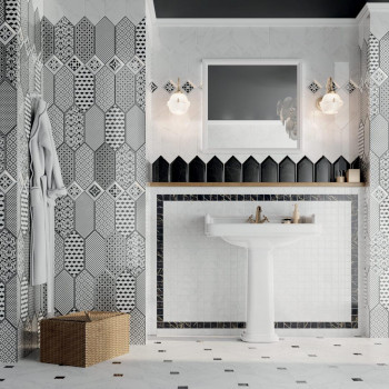 Плитка HGD/A481/35006 Декор Келуш 2 черно-белый 14х34