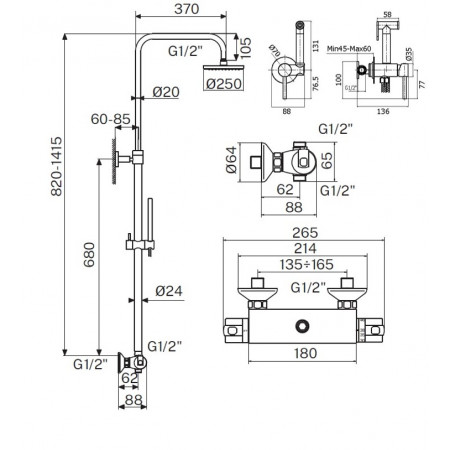 Комплект для душа Plumberia Selection IXO KITZXO6302NO
