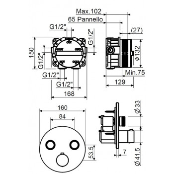 Комплект смесителя для душа с термостатом Plumberia Selection KITPSB1902NO