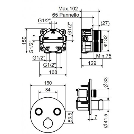 Комплект смесителя для душа с термостатом Plumberia Selection KITPSB1902NO