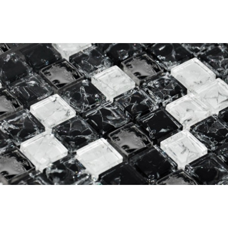 Мозаика № 503 микс черный колотый-белый колотый-платина (1.5х1.5) 30х30