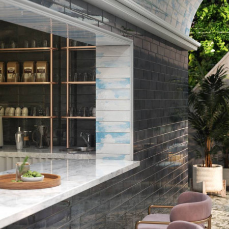 Плитка 9042 Тракай коричневый темный глянцевый 8.5x28.5